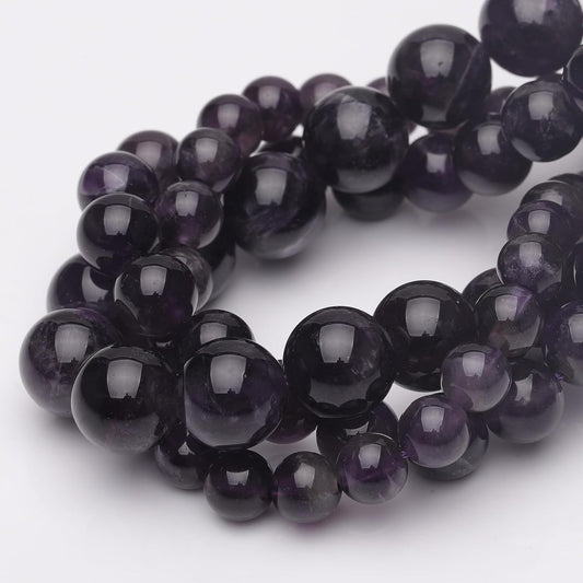 8mm Natural Crystal Beads for Jewelry Making,Amethyst Polished Smooth Round Gemstone Beads for Bracelet Necklace 15 Inch
