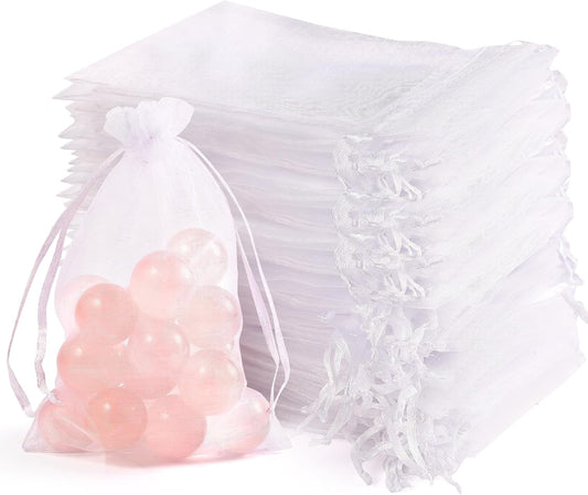 EdgeXcel 120pcs Organza Bags for Small Gift 4x6 Inch - Premium Mesh Bag Drawstring for Wedding Party Favors, Jewelry, Candy, Business Packaging Supplies - Durable & Scent-Free