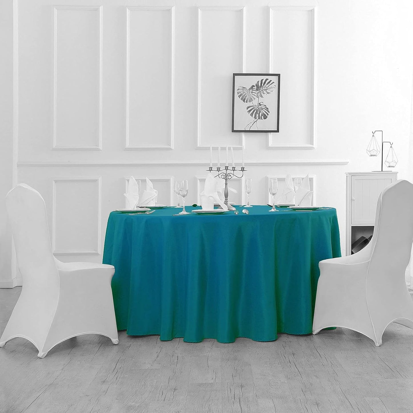 60 inch Round Tablecloth Washable Polyester Table Cloth Decorative Table Cover for Wedding Party Dining Banquet（60 inch,Caribbean Blue）
