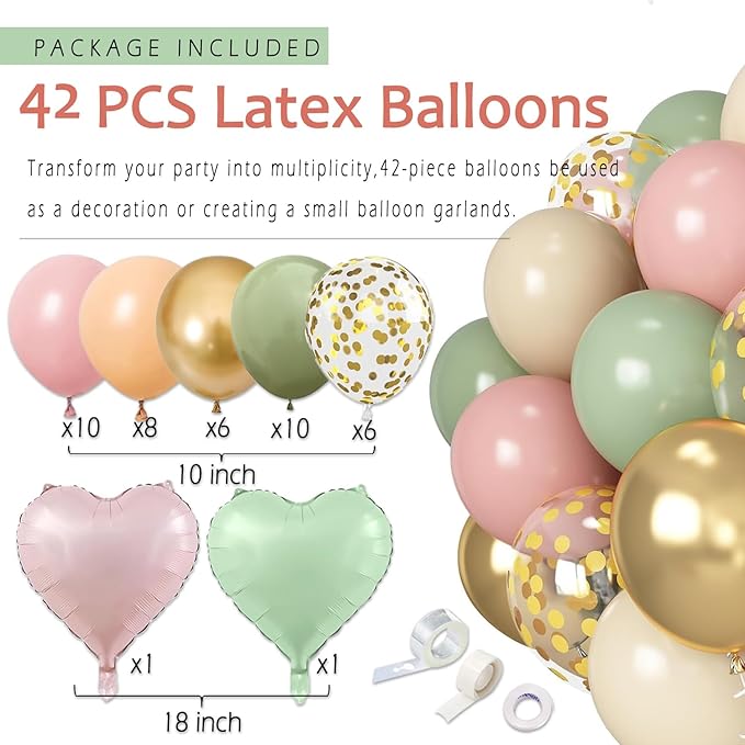 Sage-Green Blush-Pink Birthday Decorations for Women Girls, Cream Light Beige Happy Banner, Paper Lanterns Pom Poms, Olive Green Dusty Pink Balloons, Boho Fairy Anniversary Princess Party Décor