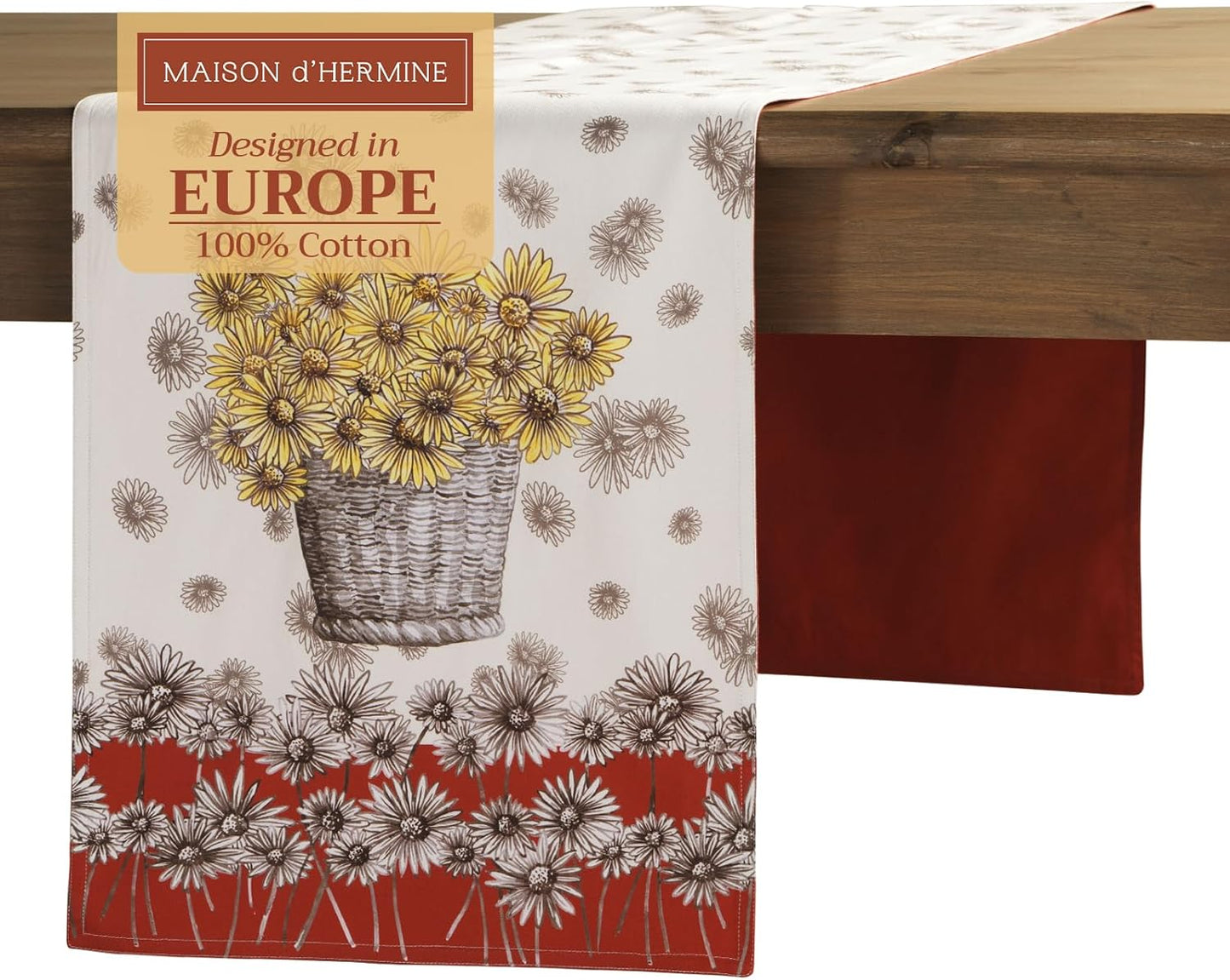 Maison d' Hermine Table Runner 100% Cotton Double Layer Table Runners 108 inches Long for Thanksgiving Christmas Decorations Home Kitchen Dining Party Wedding (Bagatelle, 14.5" x 108")