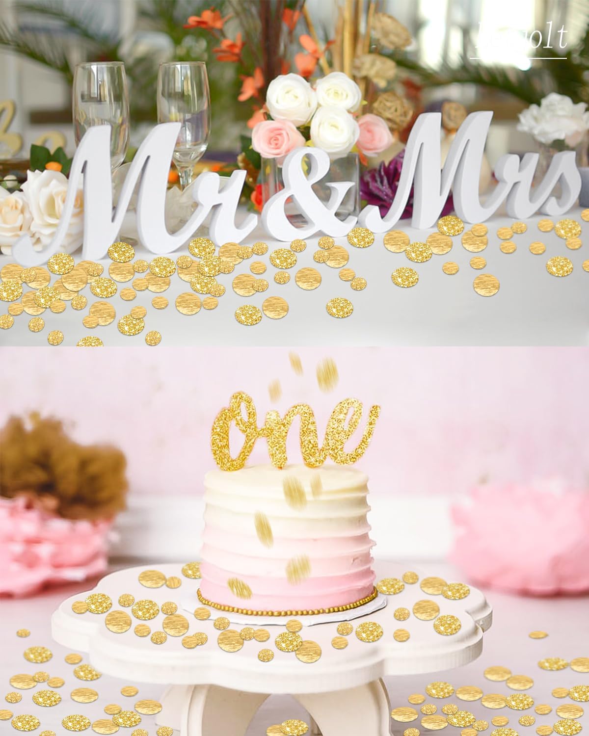 Golden Confetti Glitter Scatter Table Decoration Surprise Paper Craft Birthday Party Anniversary Supplies Bridal Baby Shower Party Wedding Gift Circle Dots Decor 100 Pcs