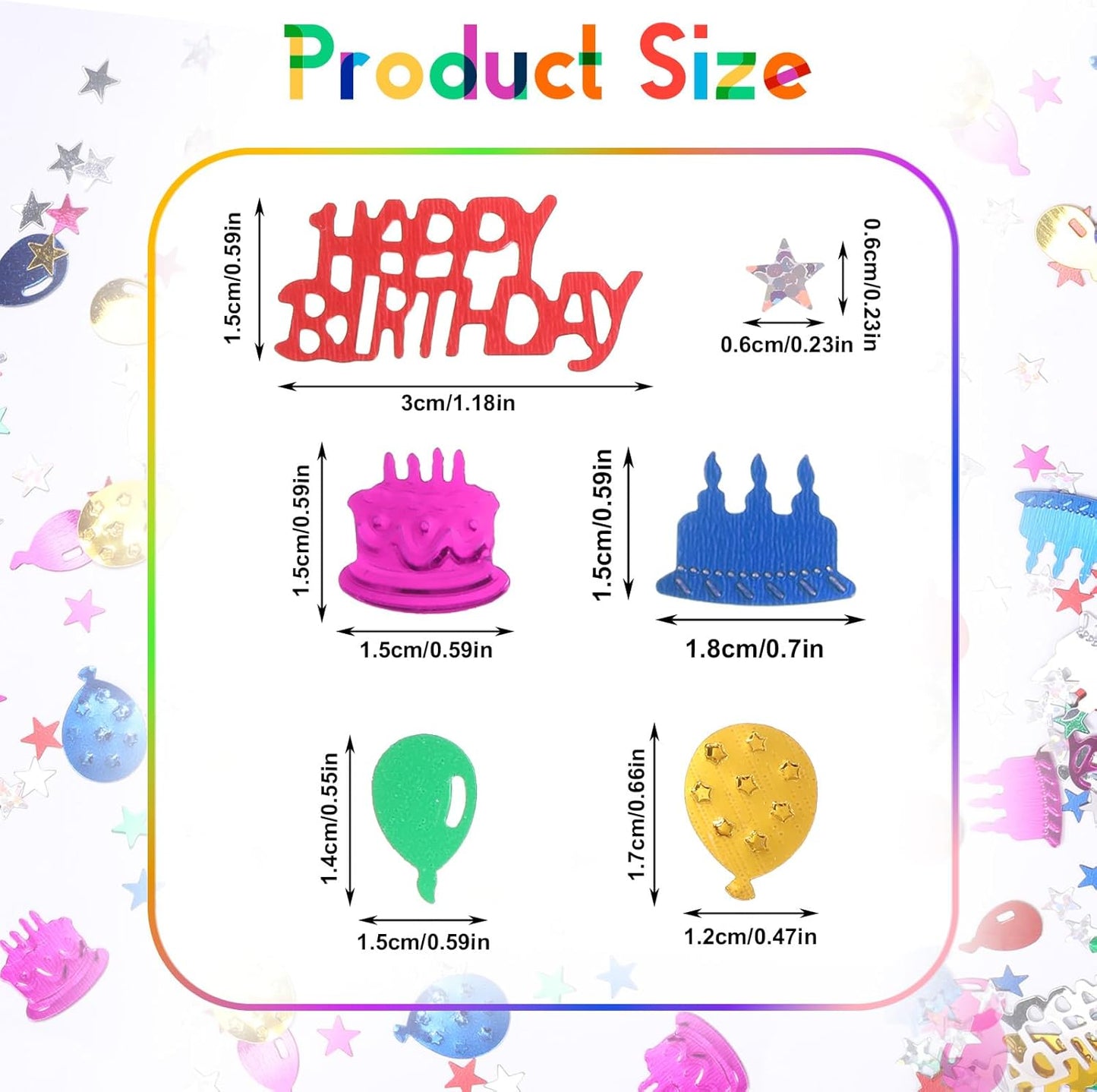 Happy Birthday Confetti Glitter Metallic Foil Table Confetti Multicolor Birthday Cake Balloon Sprinkles Table Centerpiece for Baby Shower Party Decorations DIY Arts and Crafting