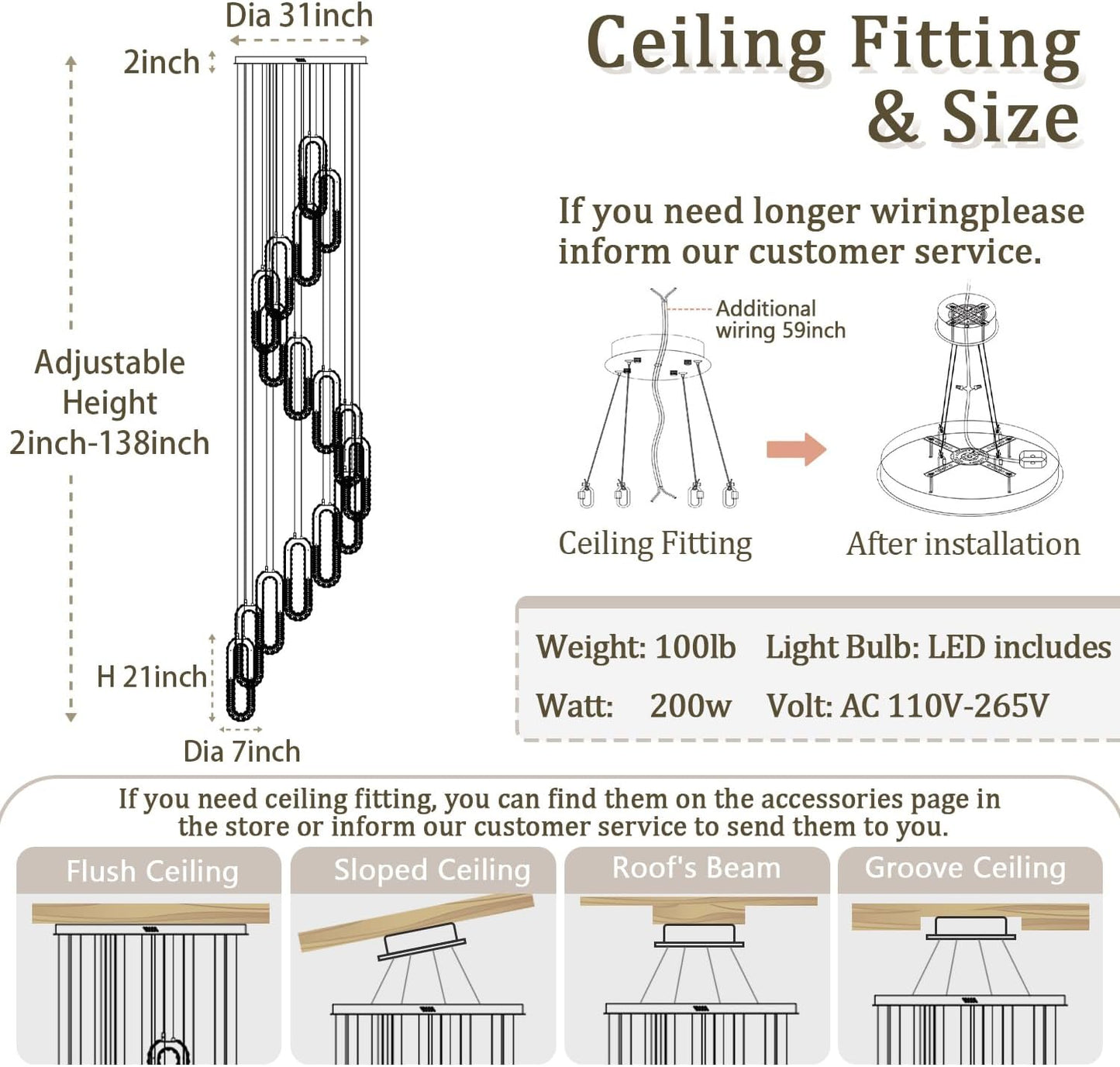 H138 Large Chandelier for High Ceiling,Modern 16-Rings Crystal Chandeliers for Entryway,Gold Pendant Light for Living Room,Foyer,Entryway LED Dimmable Staircase Chandelier