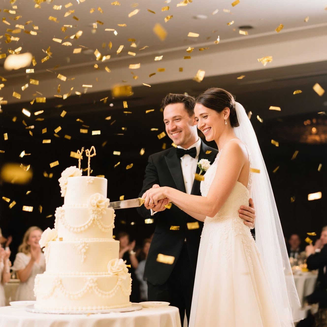 Gold Confetti Cannon Set 12 inch | 5-Pack Party Poppers for Weddings, Anniversary, Graduations, and Joyful Gatherings.