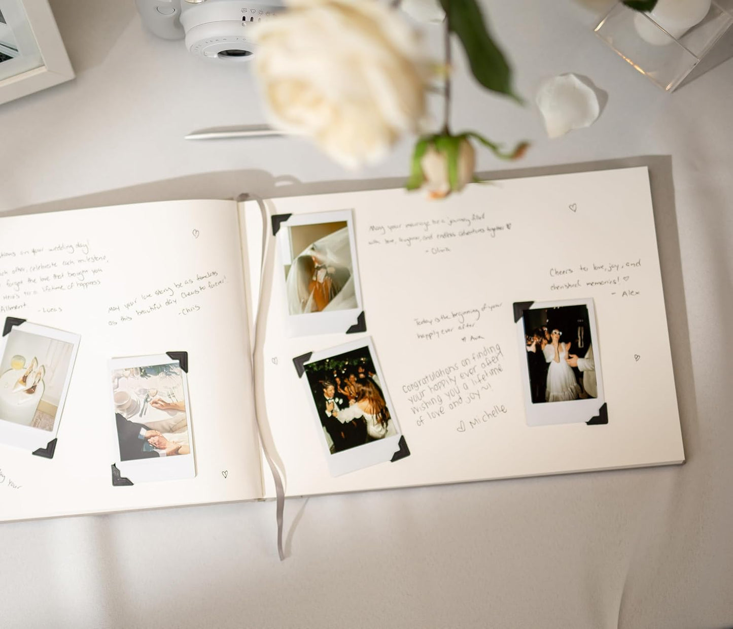 MUUJEE Personalized Guestbook in Slate Gray - Premium Custom Modern Guest Book for Wedding Reception, Birthday Party or Events w/Bookmark Blank Pages for Signing 11.5 x 8.5 inches