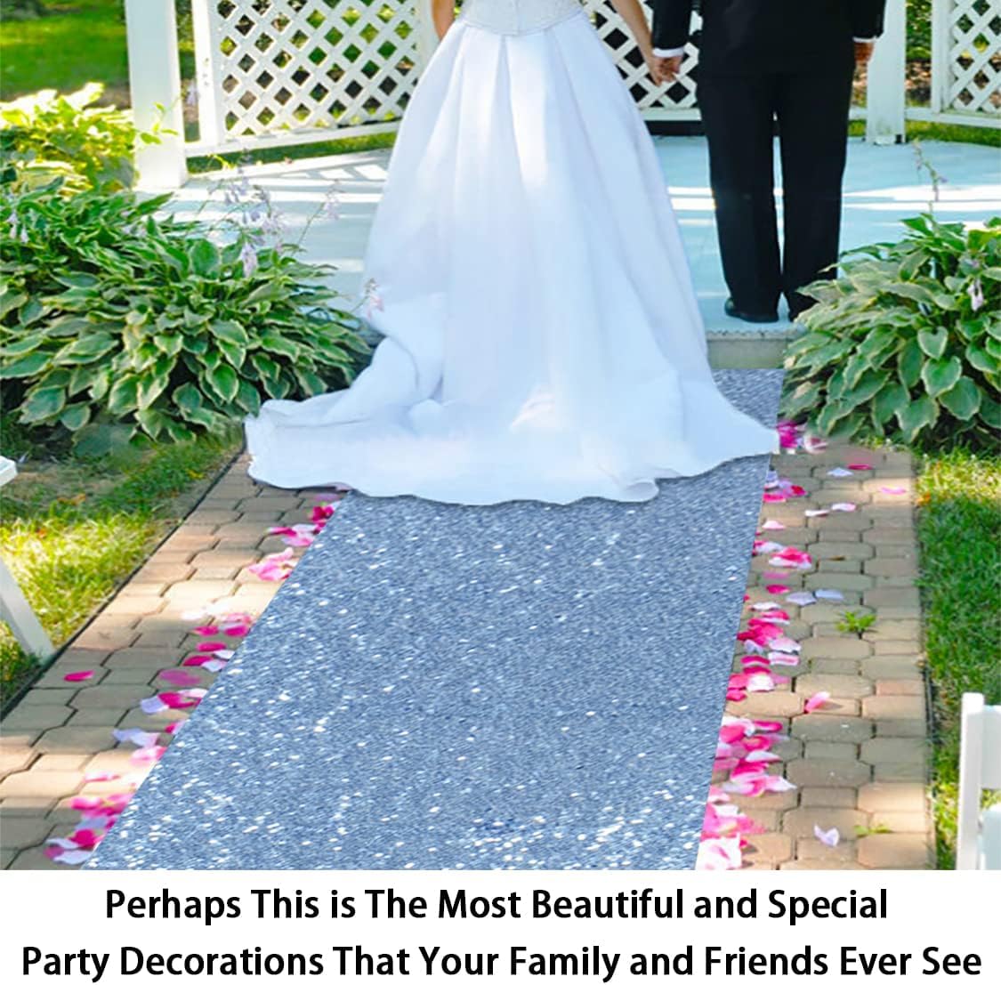 ShinyBeauty Baby Blue Sequin Aisle Runner 4x15 Feet - Sparkling Wedding Aisle Carpet for Indoor Ceremonies, Bridal Showers, Receptions