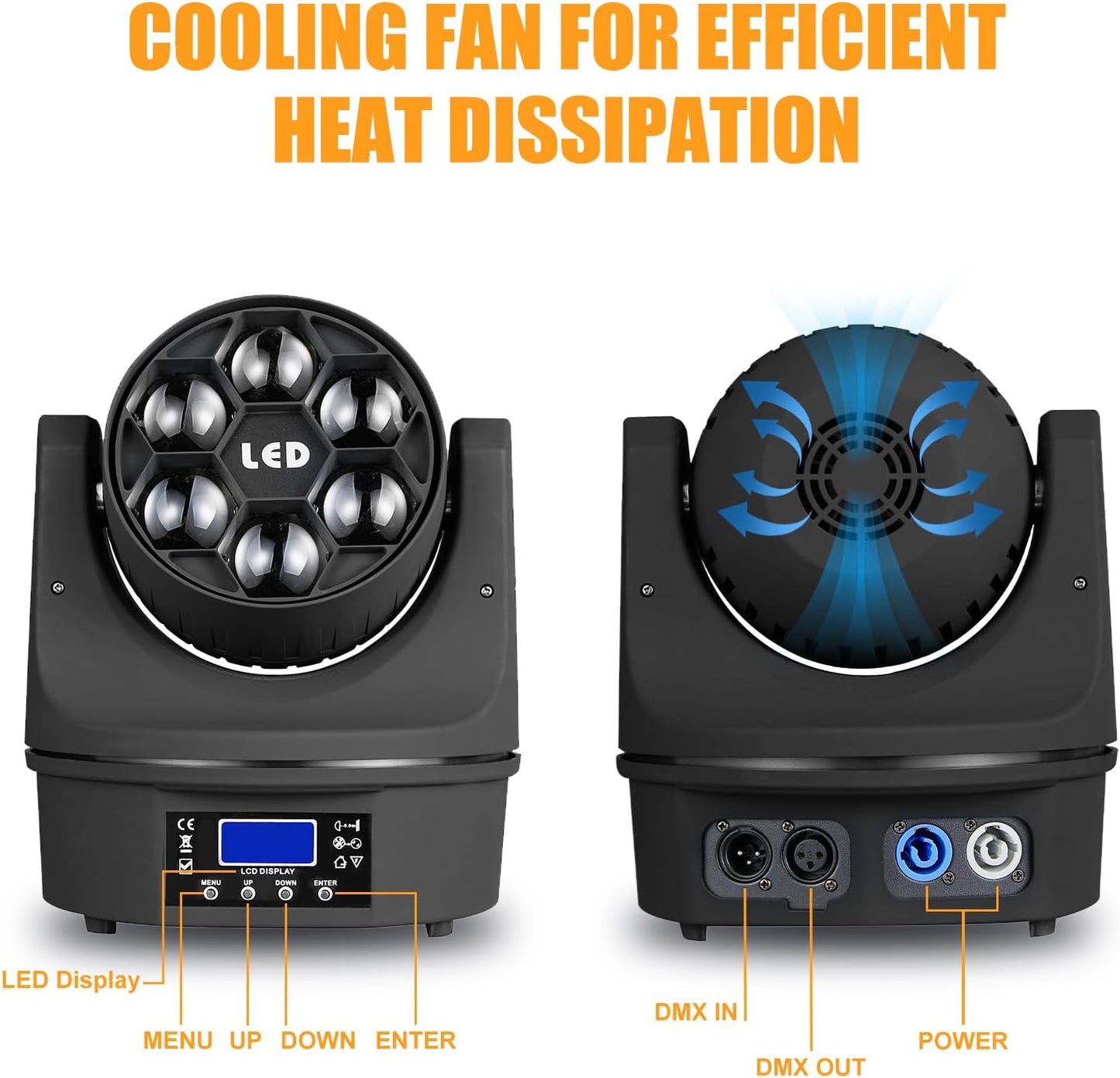 Moving Head Light 6x15W Mini Bee Eye Dj Light RGBW 4in1 LED Stage Lighting Rotate Beam Effect DMX512 Sound Activated for dj bar Parties Wedding Bar Church Show 2 Pack