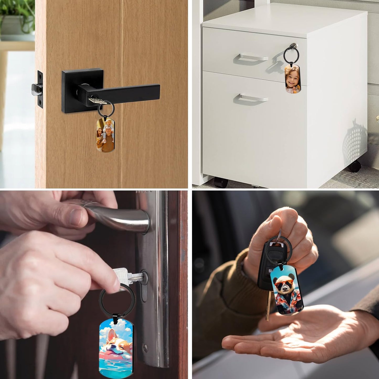 Custom Keychain with Picture, Personalized Keychain with Engraving Photo/Text for Dad, Mom