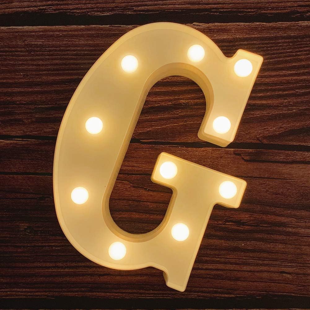 MUMUXI Marquee Light Up Letters | Large Light Up Numbers | Battery Powered and Bright with Every Letter of The Alphabet | for Wedding, Birthday, Party, Celebration, Christmas or Home Decoration (G)