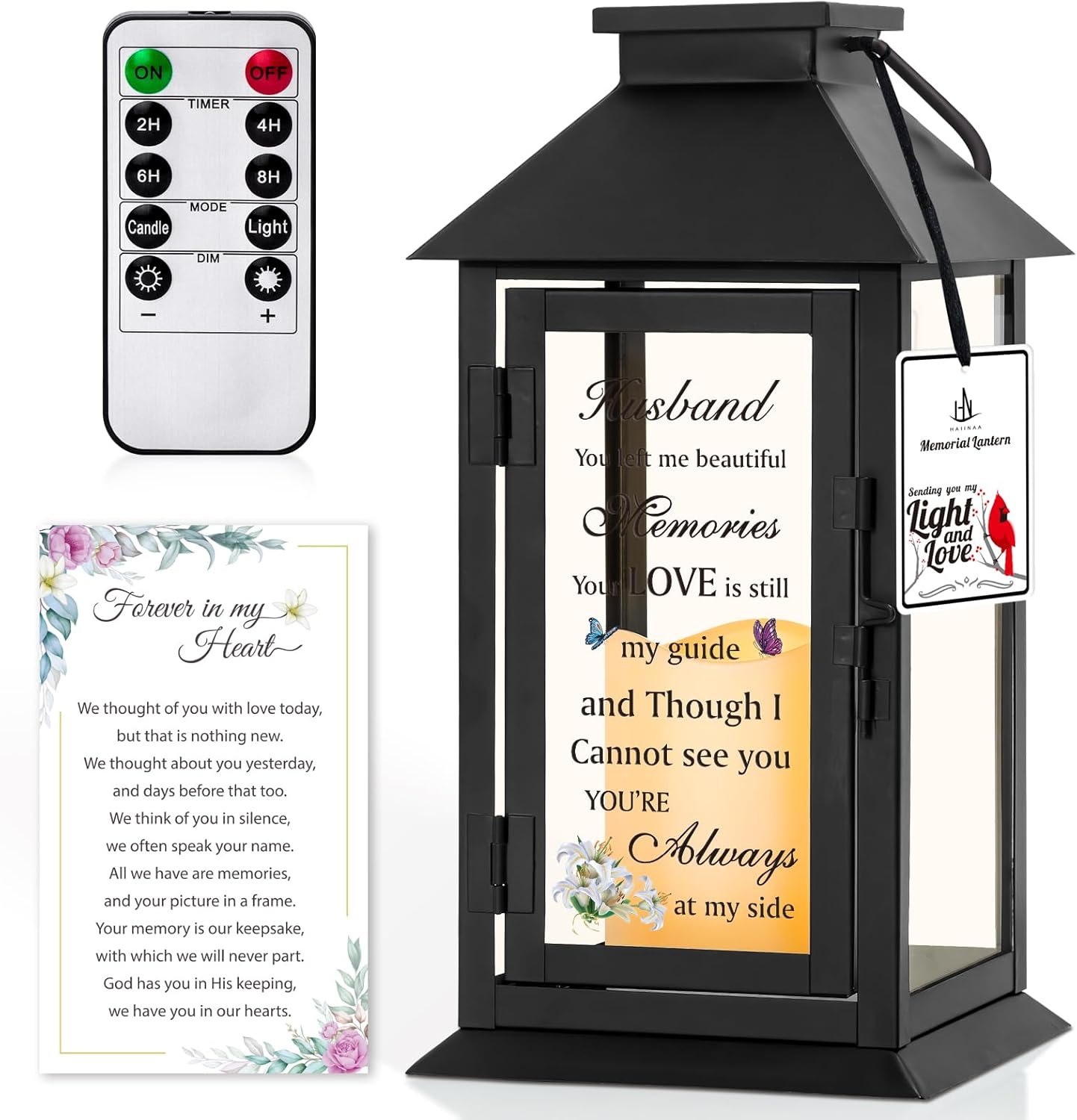Memorial Gift for Loss of Husband Memorial Lantern for Loss of Husband Sympathy Gift Remembrance Gifts Bereavement Gifts for Loss of Husband Sympathy Lantern with LED Candle