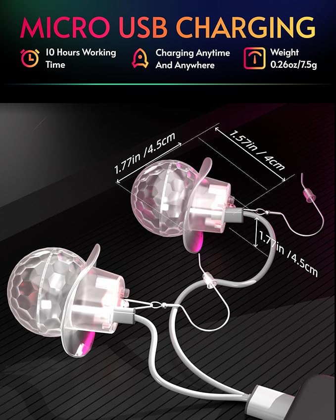 LED Disco Ball Cowgirl Hat Earrings | 16 Light Modes Rechargeable Light Up Earrings for Women, Disco Party & Dance Events Rave Accessories 60s 70s 80s