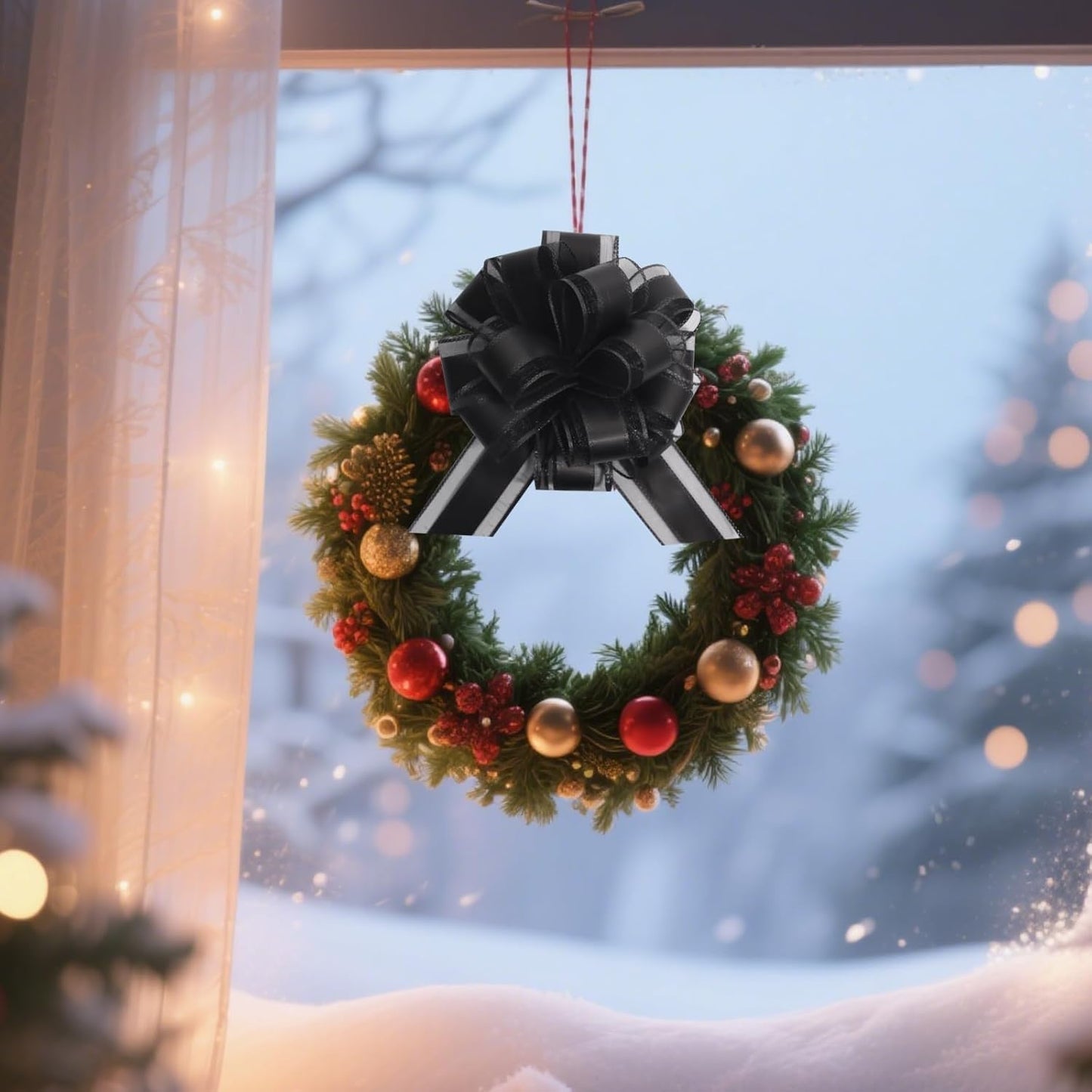 6 Pcs 6 Inch Black Pull Bows, Perfect for Gift Wrapping, Weddings, Party Decorations, Crafts Easy-to-Use Pull Bows for Gifts and Events