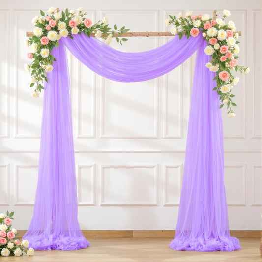 Wedding Arch Draping Fabric Backdrop 2 Panel 30" x 19Ft Purple Drapes Curtains for Wedding Reception Sheer Tulle Backdrop Curtain for Ceremony Birthday Party Baby Shower Arbor Ceiling Decorations