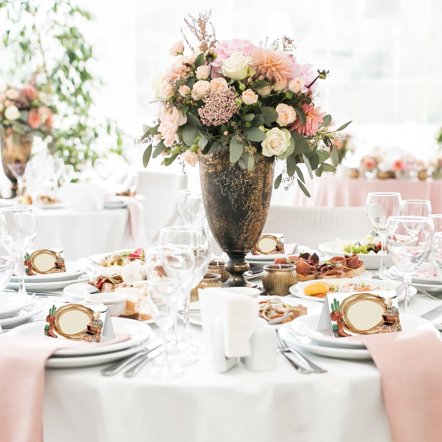 25 Western Cowboy Place Cards for Table Seating, Birthday Name Place Card, Tent Cards for Baby Shower Reception Dinner Party Decorations -A30