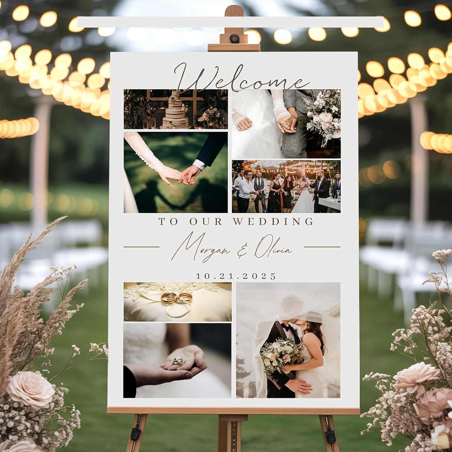 Personalized Wedding Welcome Sign with Photo, Custom Bride & Groom Decor Corrugated Plastic H Stake, Small to Medium Size, Welcome To Our Wedding Sign for Ceremony and Reception