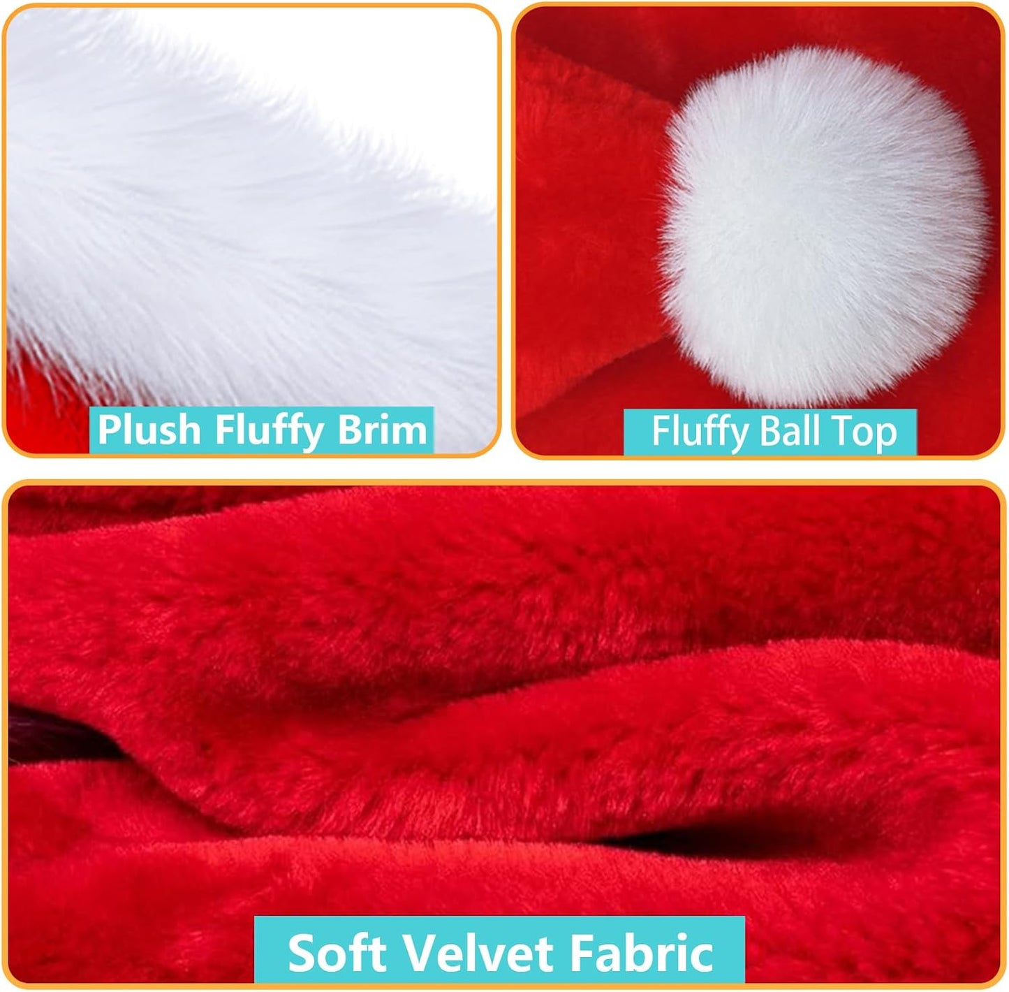 Christmas Hats, Santa Hat for Kids/Baby Unisex Warm Comfort Red Velvet Holiday Xmas Hat for New Year Festive Party Decoration