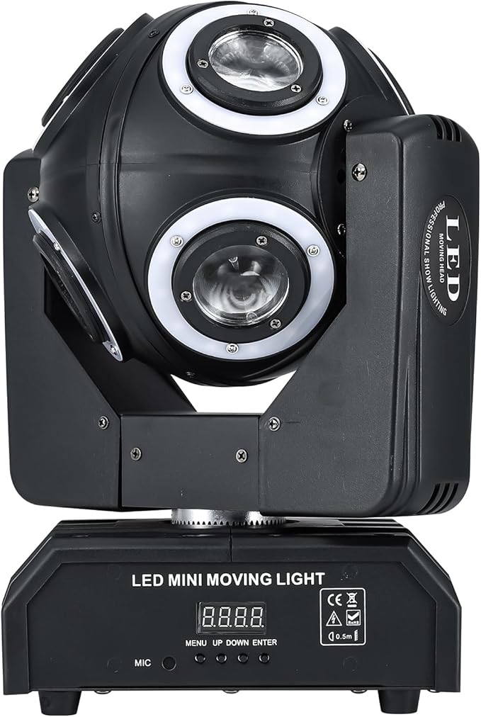 Moving Head Light 8 LED RGBW Beam DJ Light with DMX512 Sound Activated 360°Rotation Stage Lighting for DJ Party Bar Disco Show Club Wedding Stage