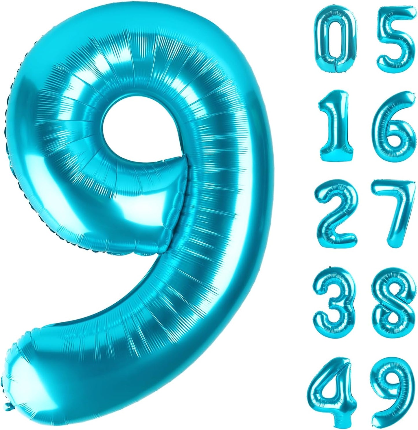 40 Inch Big Blue 9 Balloon Number, Jumbo Giant Happy 9th 19 29 39 49 99 Birthday Party Decorations,Blue Large Nine Mylar Foil Anniversary Birthday Party Engagement Decorations