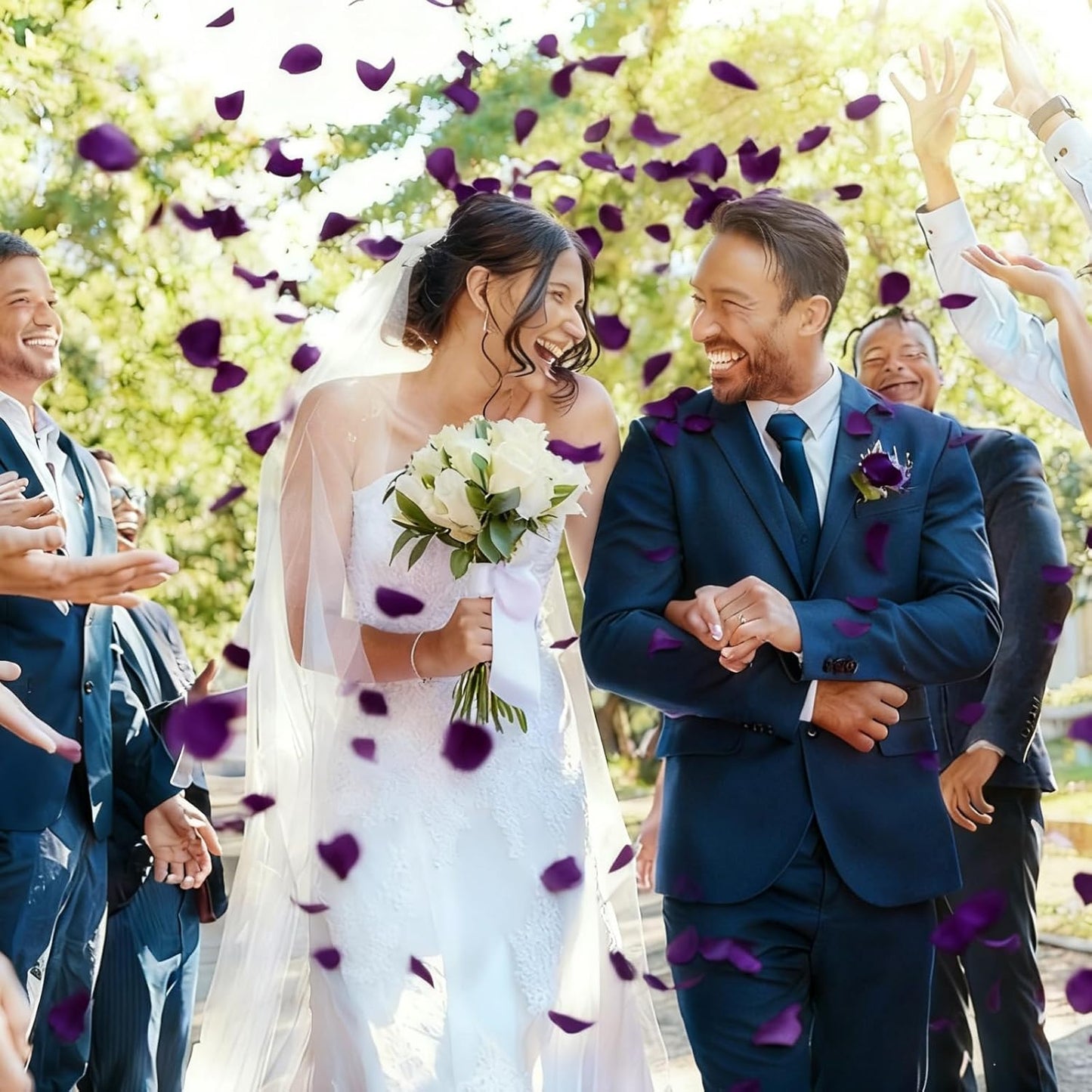 300pcs Navy Blue Silk Rose Petals - Faux for Wedding Decor, Flower Girl, Aisle Scatter, Table Centerpieces, Party, and Anniversary Celebrations