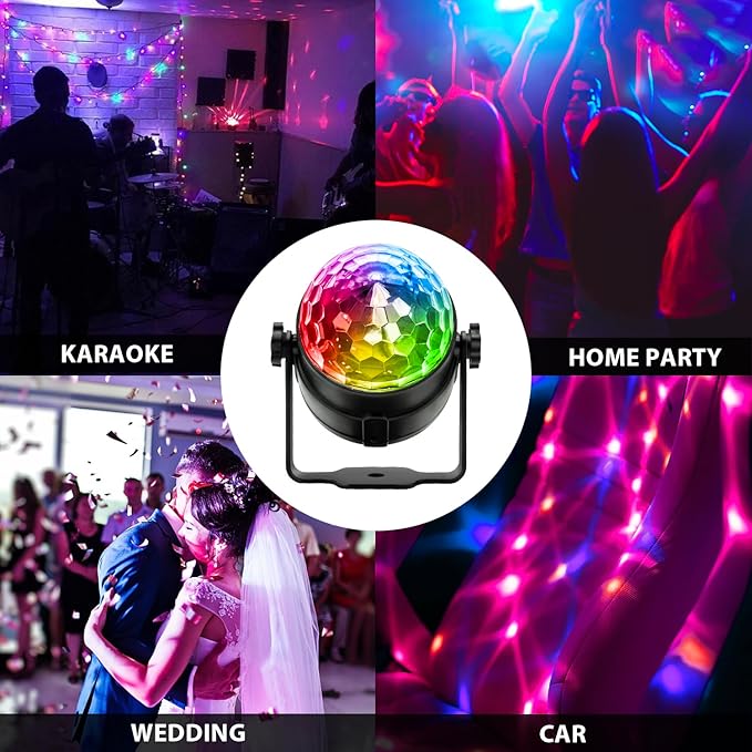 [2-Pack] Disco Ball DJ Party Lights Sound Activated with Remote Control Strobe Lamp 7 Modes Stage Light for Home Room Dance Parties Karaoke Halloween Christmas Birthday Decorations