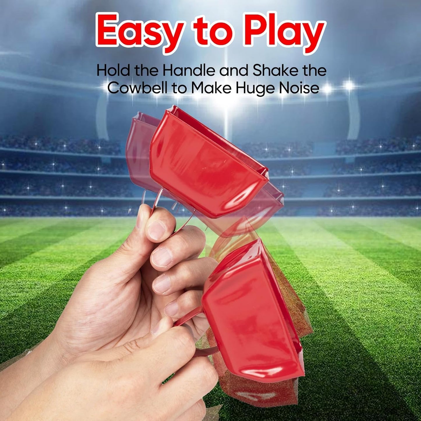 Cow Bells Noise Makers Red Cheering Bell for Sporting Events: 12 Pcs Metal Cowbells with Handle - Small Loud Bell Bulk Hand Percussion for Football Games Graduation Weddings-Red