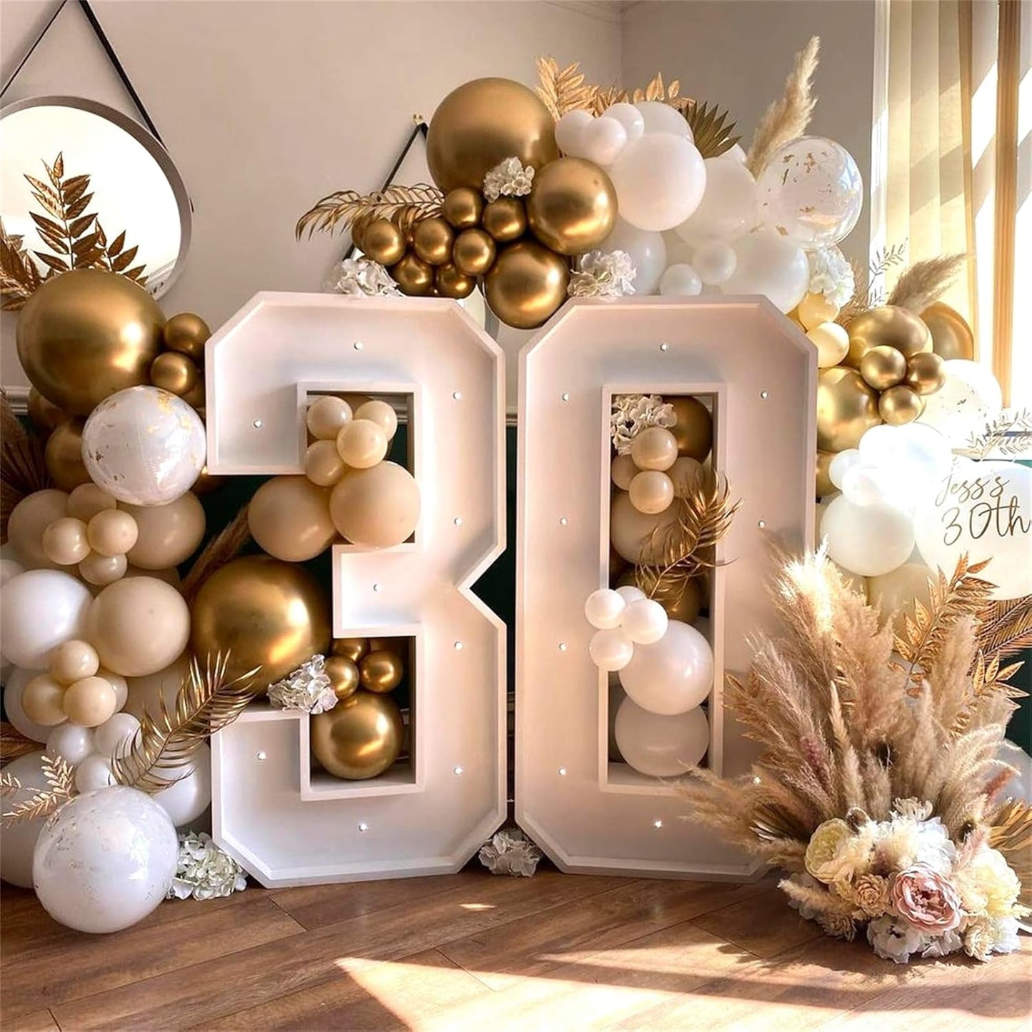 Beige White Gold Balloons, 60Pcs Beige White Sand Metallic Gold Confetti Balloons for Girls, Neutral Cream Ivory Double Stuffed Nude Gold Balloons for Women Birthday Boho Wedding Party Decorations