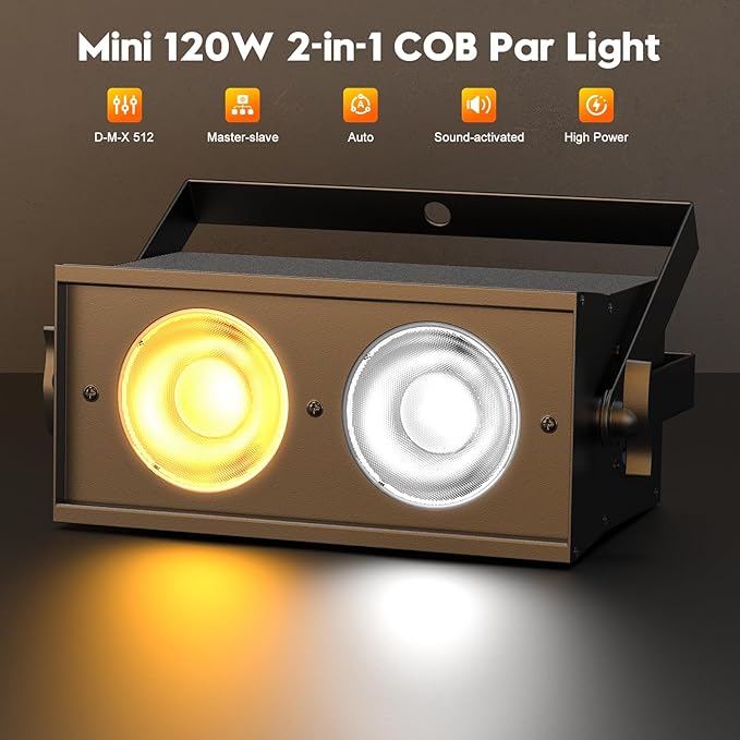 Stage Lights, 120W COB Spotlights LED Par Can Blinder Lights, 2 in 1 Cool White & Warm White DMX512 Sound Activated Audience Uplights for Events Party Wedding Theater Church Concert Dance 8Pcs