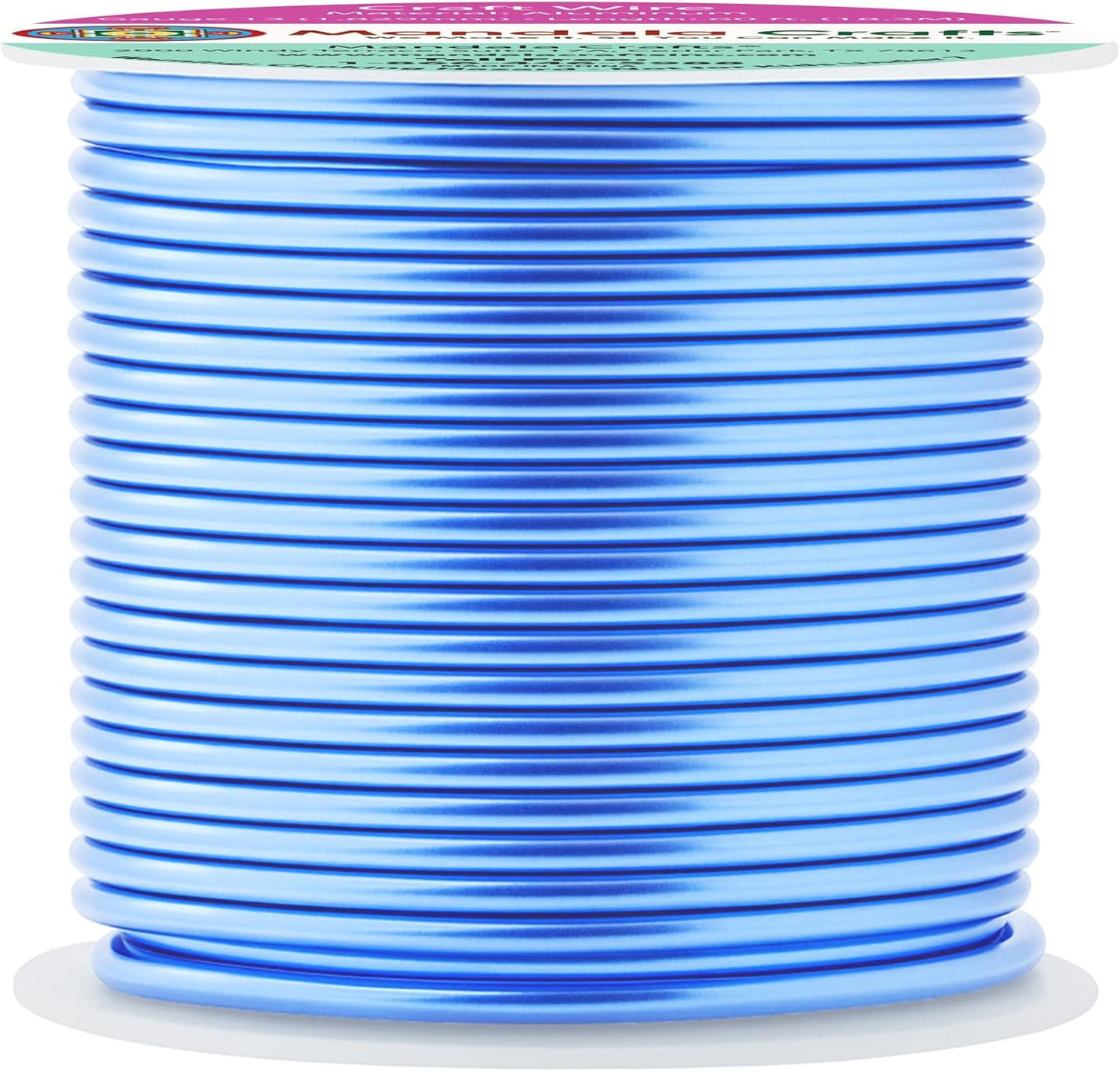 Mandala Crafts 13 Gauge Anodized Aluminum Craft Wire for Jewelry Making - 60 FT Colored Flexible Ice Blue Wire - Bendable for Bonsai Armature Crafting Sculpting