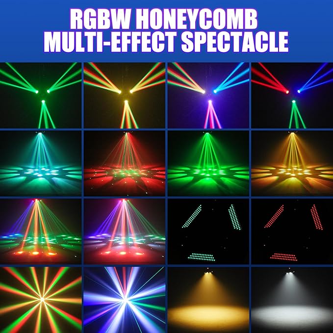 4PCS 180W 3-Head Moving Head Light 9 Beam Stage Light with Remote Control Sound Activation & DMX Control for DJ Parties Wedding Home Theater Small Venue Lighting