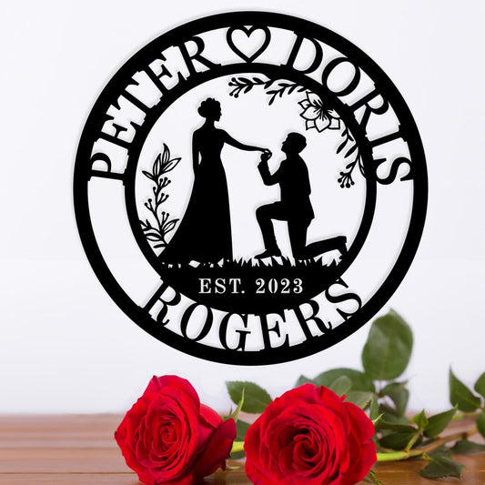 Personalized Metal Wedding Sign - Custom Name Wall Decor for Couples, Unique Wedding Gift for Newlyweds, Engagement or for Husband and Wife