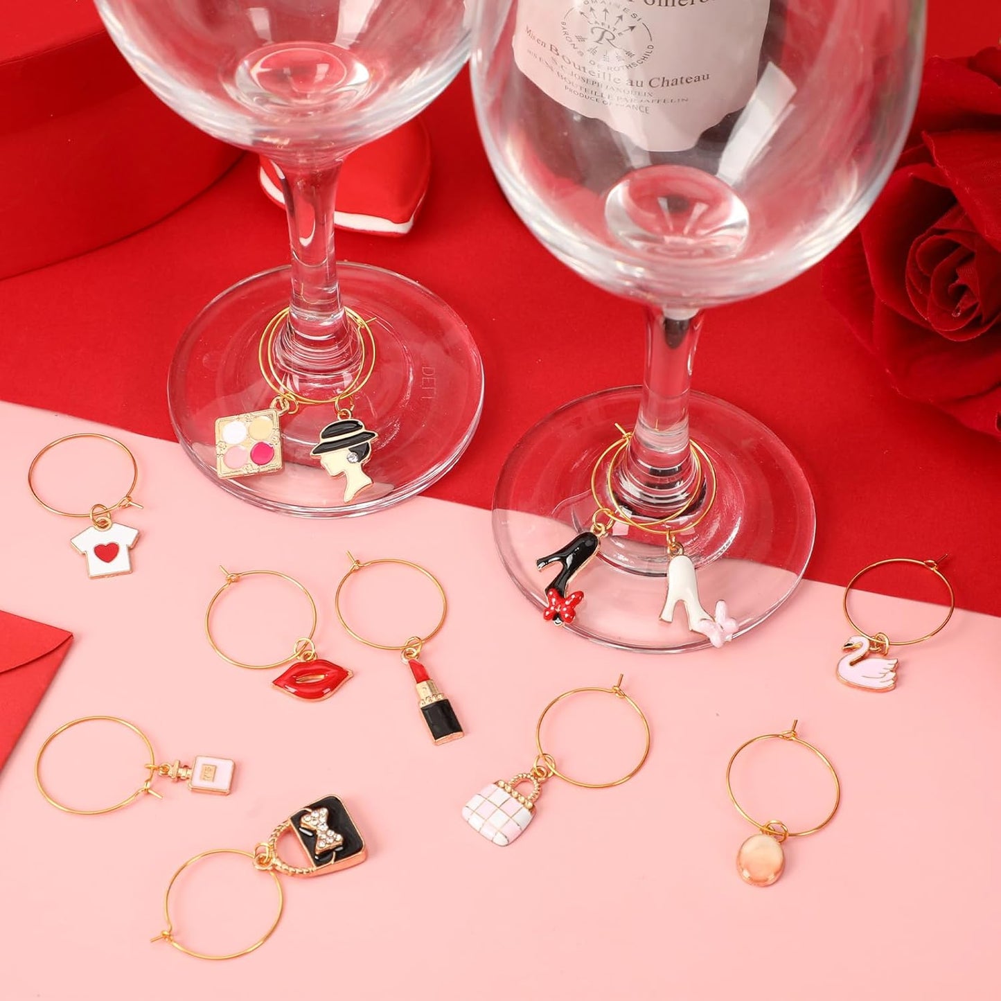 SANNIX 24pcs Wine Glass Charms - Funny Wine Glass Tags for Tasting Parties