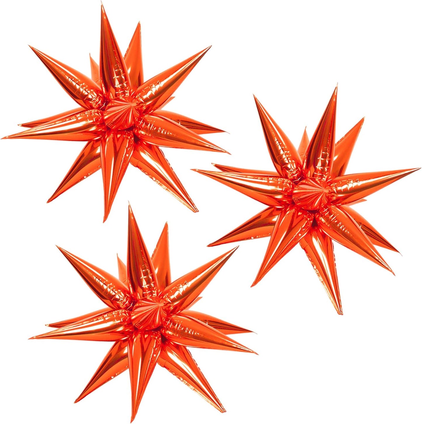 3pcs 26inch orange Star foil balloons.orange Explosion Star burst star balloon-Spike cone balloon for birthday party decorations,wedding,Bachelor party…