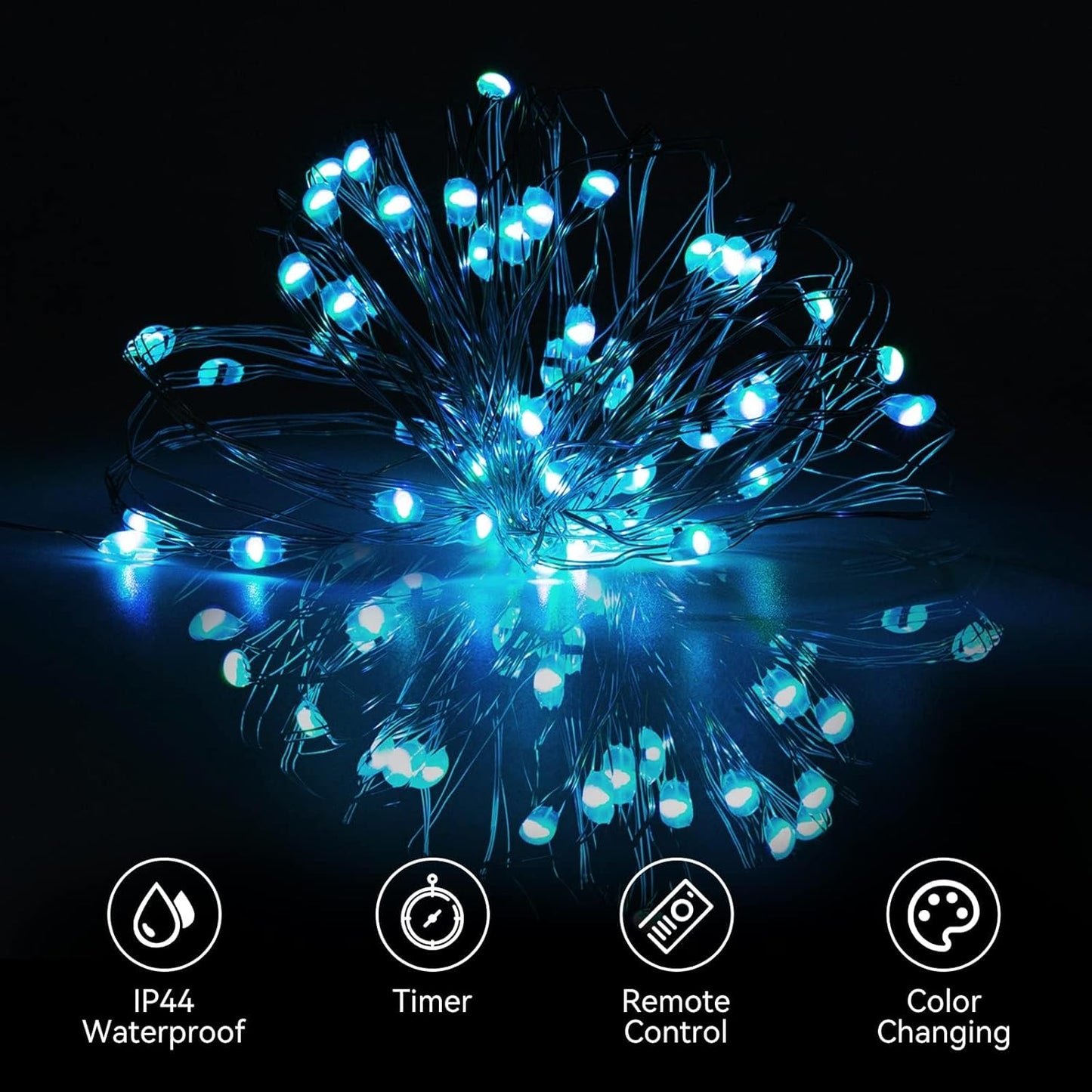 Dazzle Bright Color Changing Fairy Lights Battery Operated, 2 Pack Total 40FT 120LED Silver Copper Wire RGB String Lights with Remote, Waterproof Halloween Decorations for Indoor Outdoor Party Decor