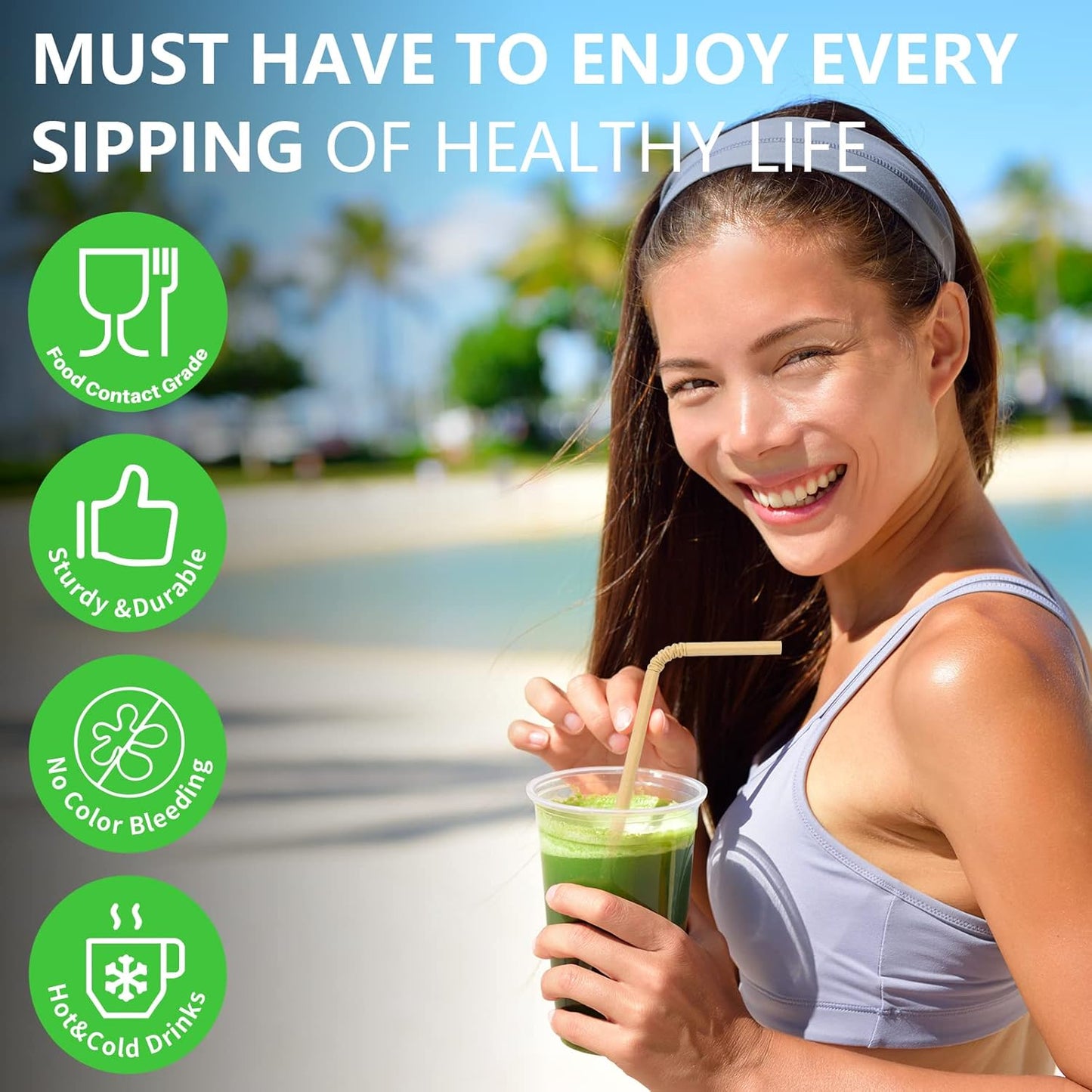 Brown Kraft Bendy Paper Straws, 7.75" x 0.24", 250 Ct. - Eco Friendly Disposable Drinking Straws