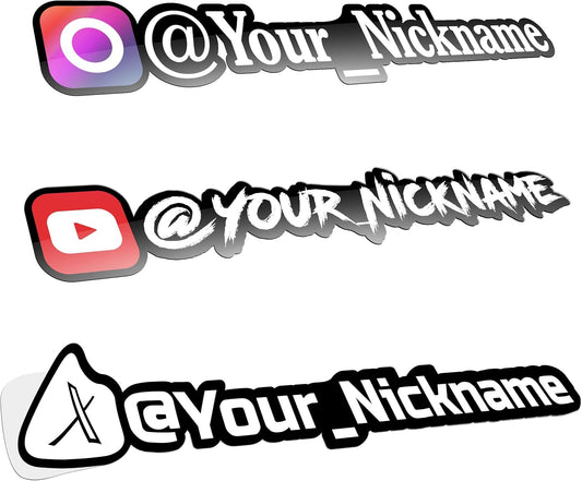 Custom Social Media Vinyl Lettering - Personalized Decals Name Username Logo for Cars, Cups, Windows, Tumblers, Hydroflask, JDM, Windshield - Waterproof Stickers from 4-100 Inches Sizes