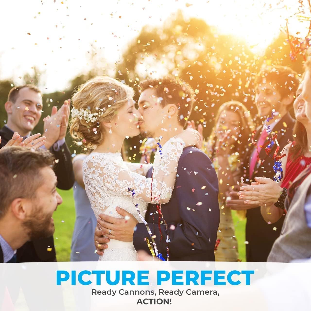 Confetti Cannon 16" XLarge Party Poppers Confetti Shooters, Biodegradable Confetti Cannons, Compressed Air Action, Loud Pop, Birthday, Wedding, New Year (12 Pack Multicolor Streamer Popper)