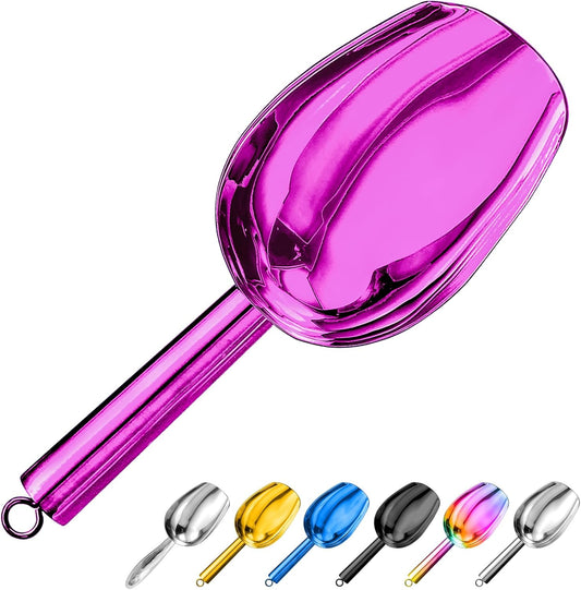 Metal Ice Scoop 3 Oz, Small Stainless Steel Ice scooper for Ice Maker Ice Bucket Kitchen Freezer Bar Party Wedding, Multipurpose for Coffee Bean,Flour Scoop,Dog Food Scoop (3 OZ-purple)