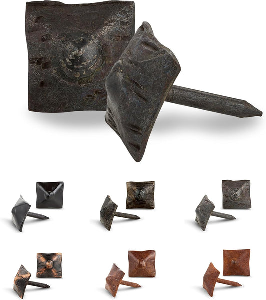 100 Pack 0.75" Square Head Iron Clavos Decorative Nails – Unfinished – Handmade Rustic Square Fasteners for Farmhouse Shutters, Faux Wood, Barn Doors, Shutters, and Gates – Ornamental Wood Accent