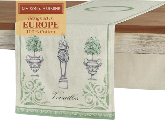 Maison d' Hermine Table Runner 100% Cotton Double Layer Table Runners 108 inches Long Decorative for Home Kitchen Dining Party Wedding Bridal Shower Spring Summer (Jardin Du Roy, 14.50" x 108")