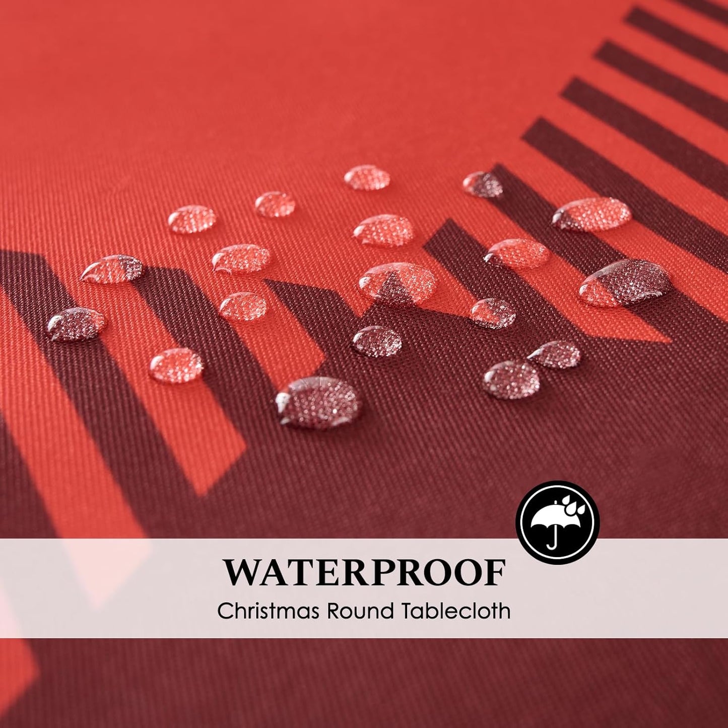 Christmas Tablecloth Round 60 Inch Waterproof, Machine Washable Checkered Polyester Table Cover for Xmas Party, Winter Holiday Home Decoration in Festive Checkered Red 1pack