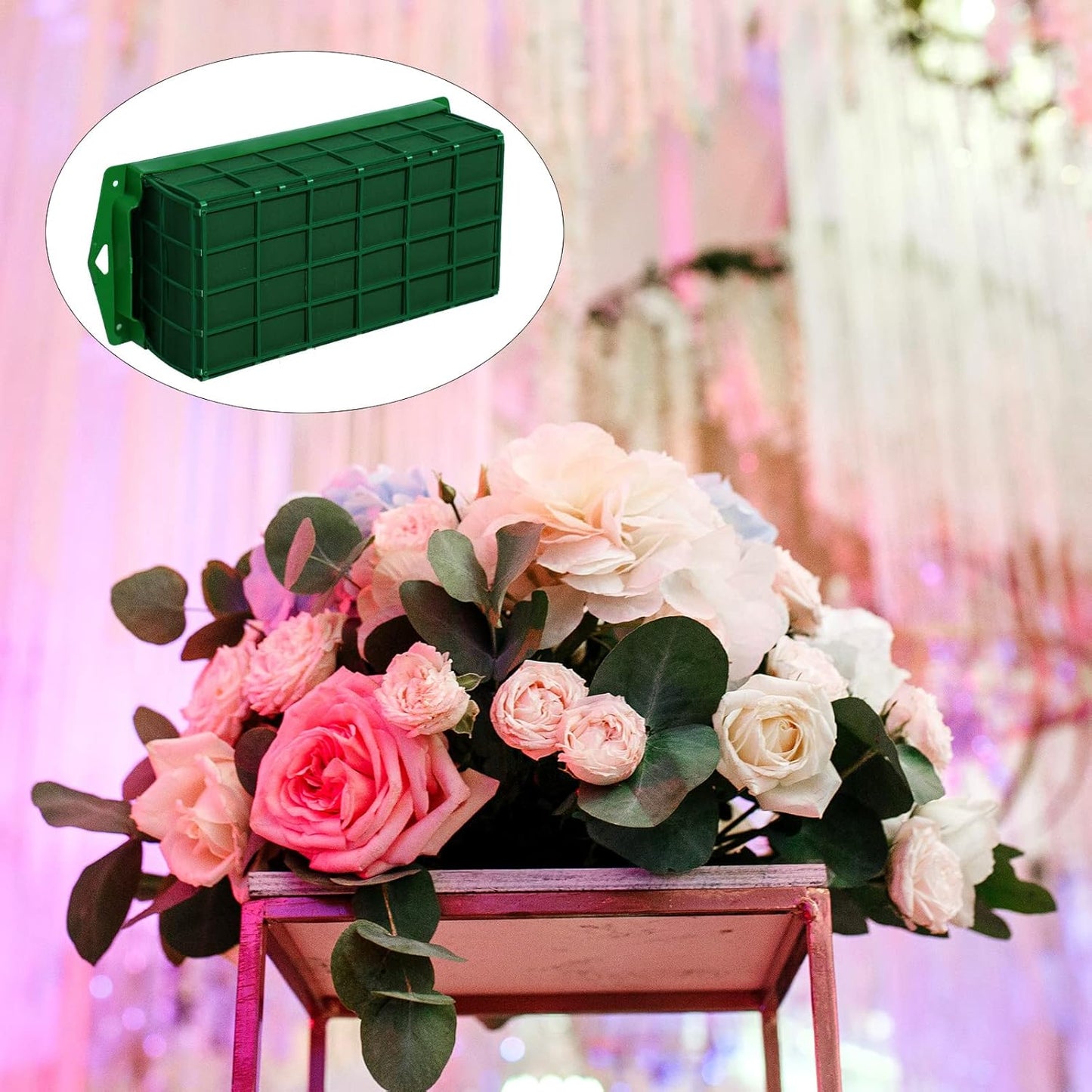 Boao 8 Pieces Floral Foam Cage Holder with Floral Foam for Fresh Flowers Cage Bowl for Table Centerpiece Flower Arrangement, Rectangle, 11.8 x 4.7 x 3.1 Inch