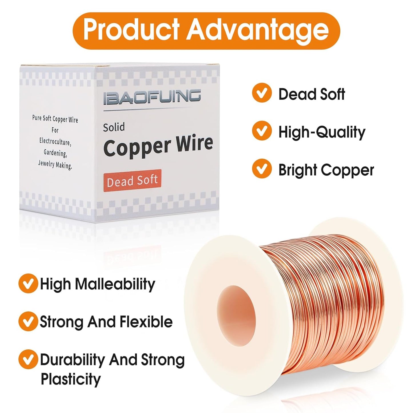 99.9% Soft Copper Wire, 24 Gauge/ 0.5 mm Diameter, 853 Feet / 260m, 1 Pound Spool Pure Copper Wire, Jewelry Making Wire Craft Wire