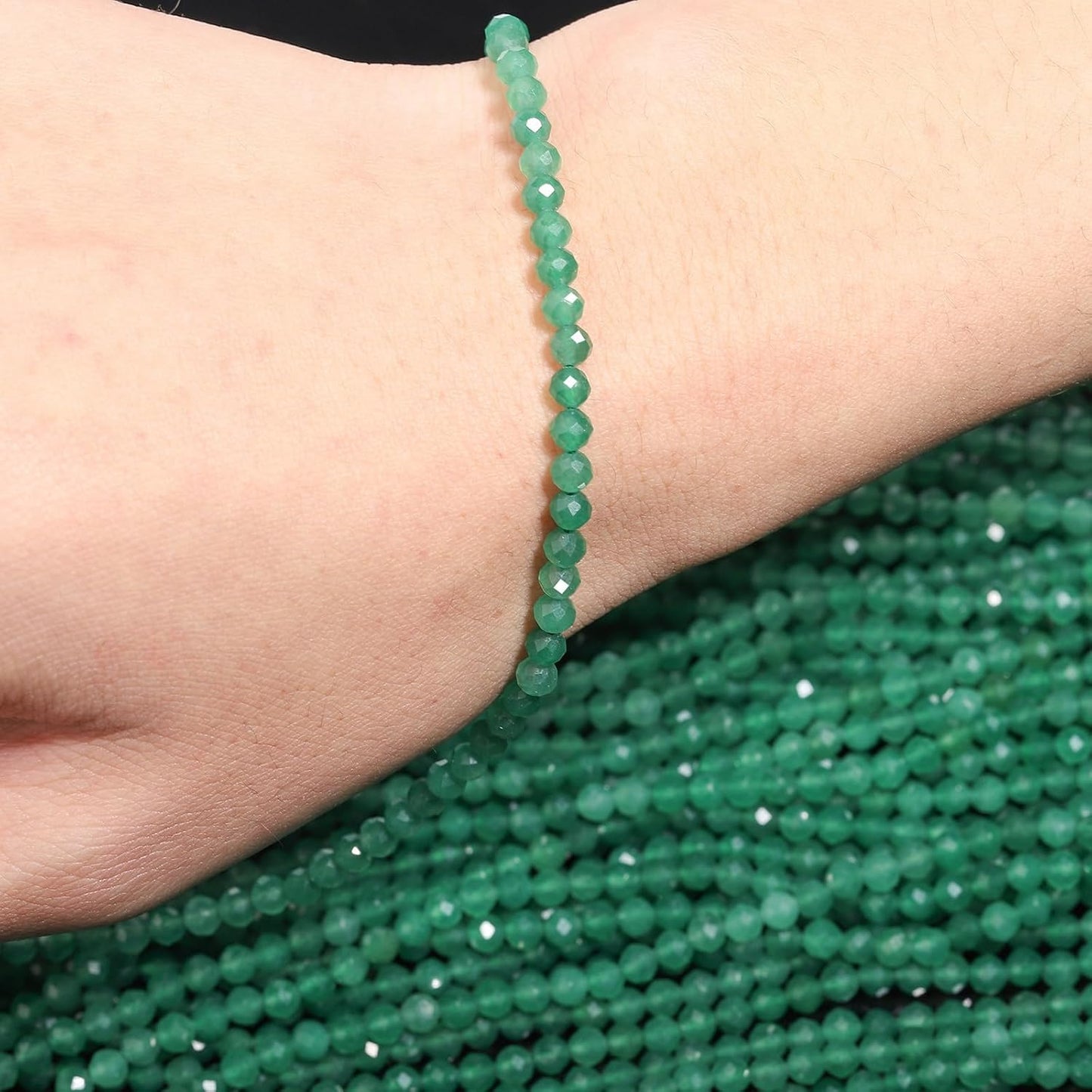 Song Xi 90pcs 4mm Natural Green Aventurine Gemstone Beads Faceted Round Loose Stone Beads for Jewelry Making