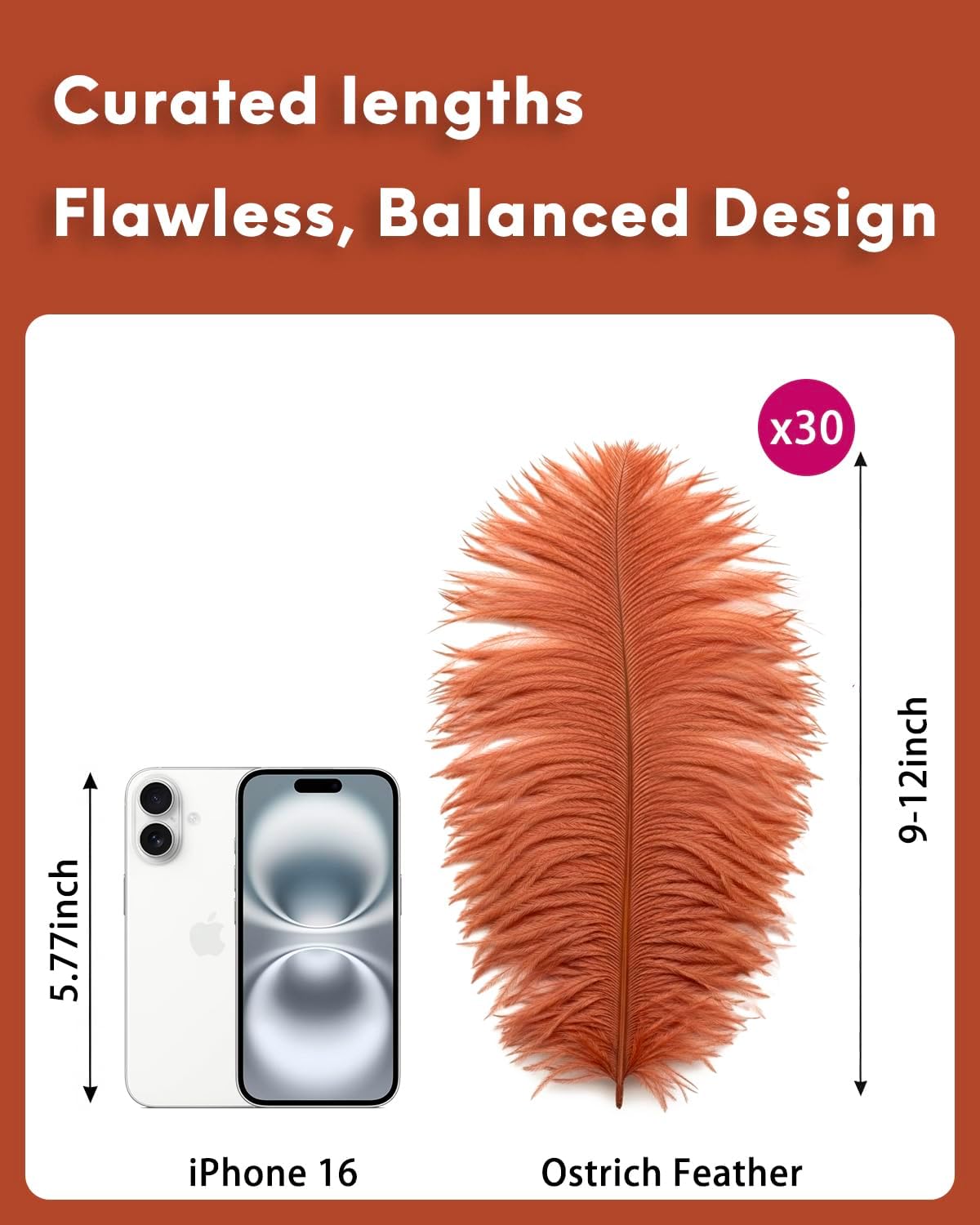 NEWONG 30pcs Brown Ostrich Feathers Natural Bulk 9-12in（23-30cm） Vase Craft Wedding Home Party Centerpieces Christmas Day Decoration