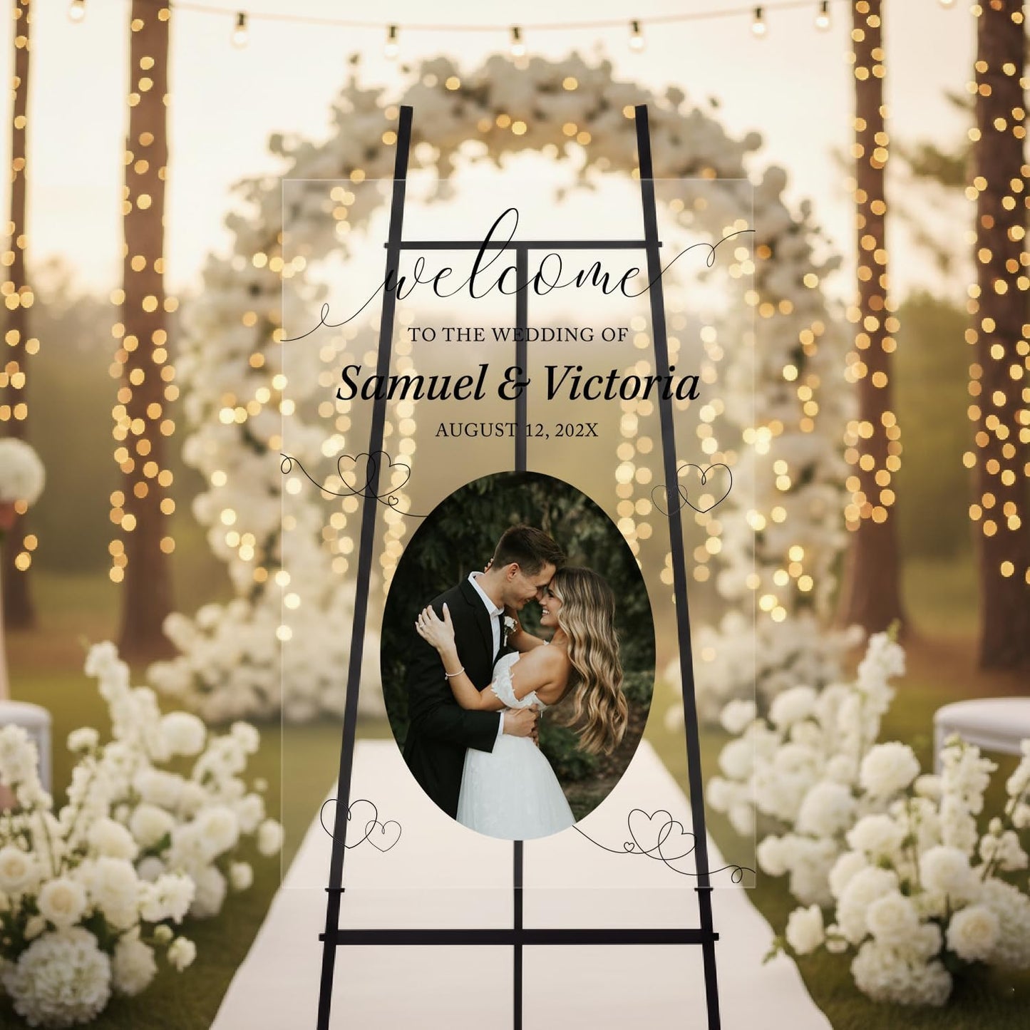 Personalized Wedding Photo Acrylic Welcome Sign – Custom Picture Board with Bride & Groom Names, Elegant Acrylic Wedding Reception Entrance or Ceremony Decoration, Indoor & Outdoor Keepsake Gift #9