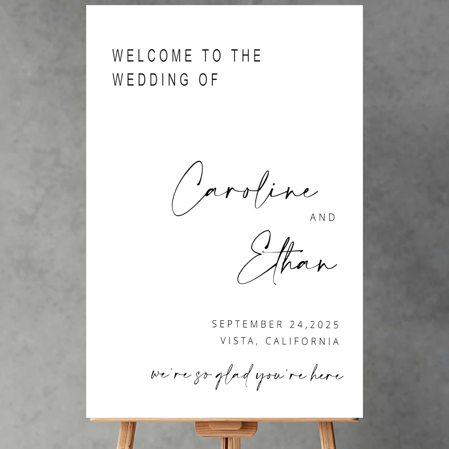 Generic Personalized Wedding Welcome Sign, 18x27 inches, Plastic, Modern Style, Wedding Event Guestbook