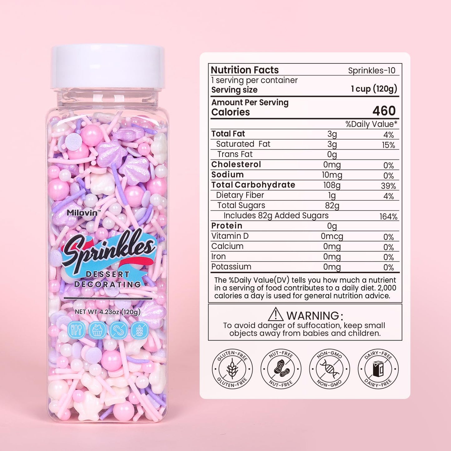 Edible Seashell Sprinkles for Cake Decorating, Seashells Cake Decorations Mix, White Pink Pearl Sprinkles, Jimmy, Confetti, Perfect for Ocean Cake, Baking, Ice Cream, Macaron, Cookies, and Cupcake(120g/4.23oz)