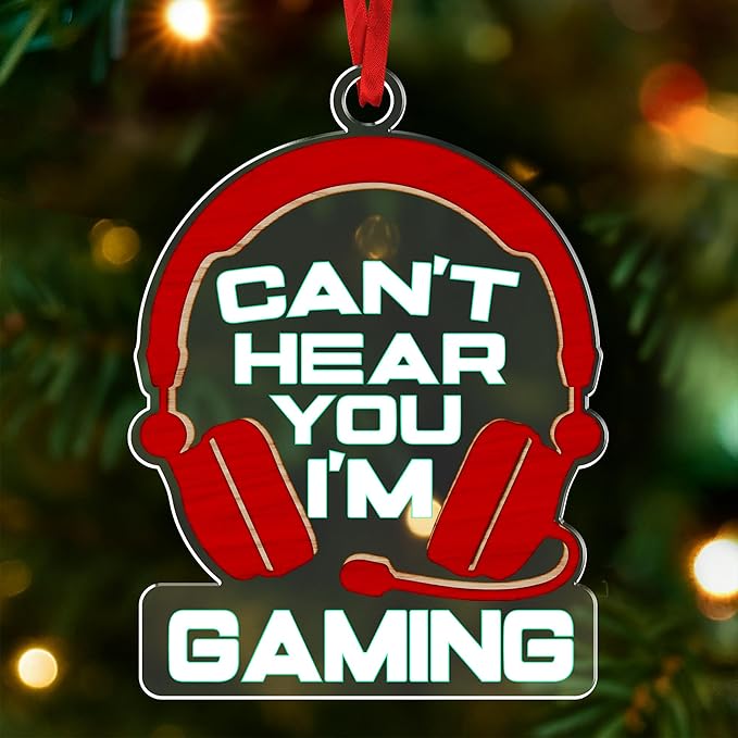 Gaming Ornaments for Christmas Tree - Innovative Gamer Ornaments 2025 Design, Gifts for Video Games Lovers, Unique Headphone Ornament, 'Can't Hear You, I'm Gaming' Theme, Ideal Gift for Gamers