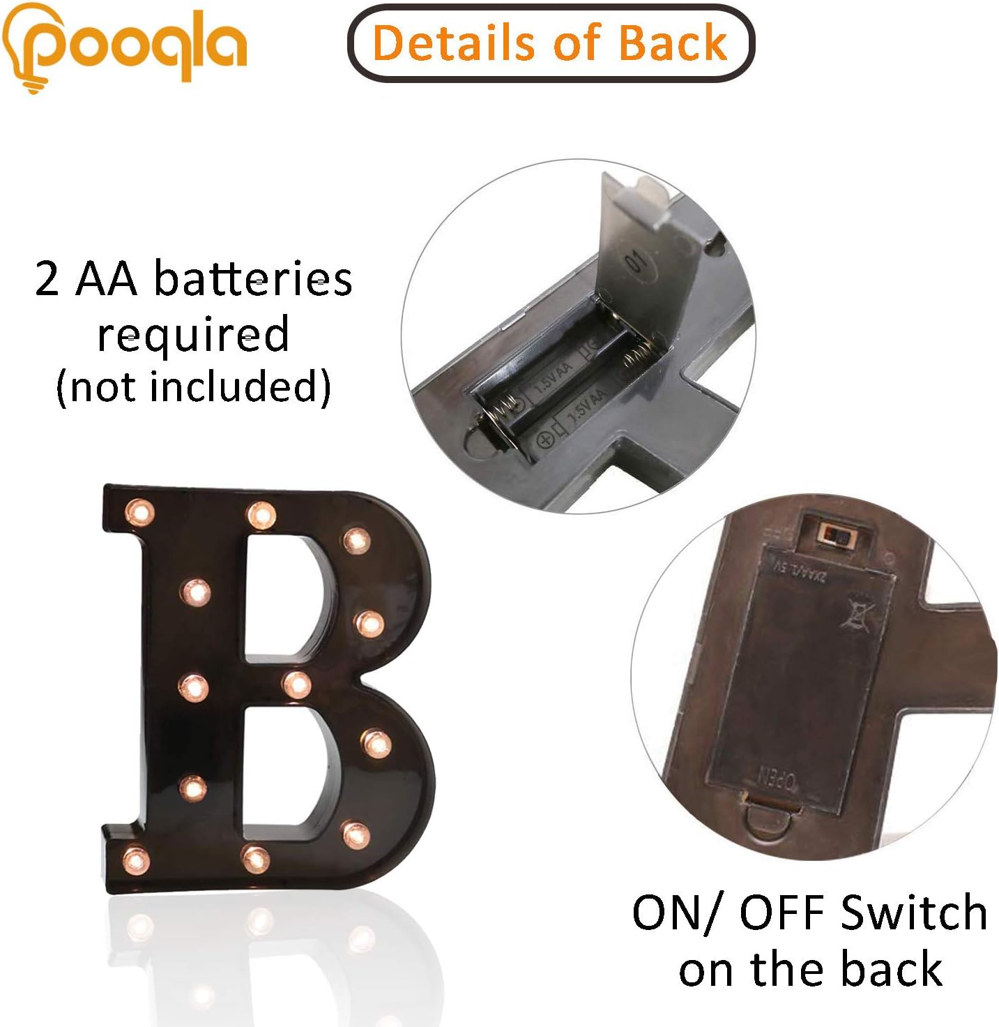 Light Up LED Letter Marquee Sign - Alphabet Marquee Letters with Lights For Wedding Birthday Party Christmas Night Light Lamp Home Bar Decoration B, Black